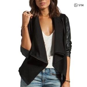 BLANK NYC Faux Leather Front Draped Moto Jacket